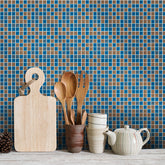 Blue and Brown Stone Wallpaper Stone Texture Mosaic Tiles 25pcs Peel and Stick